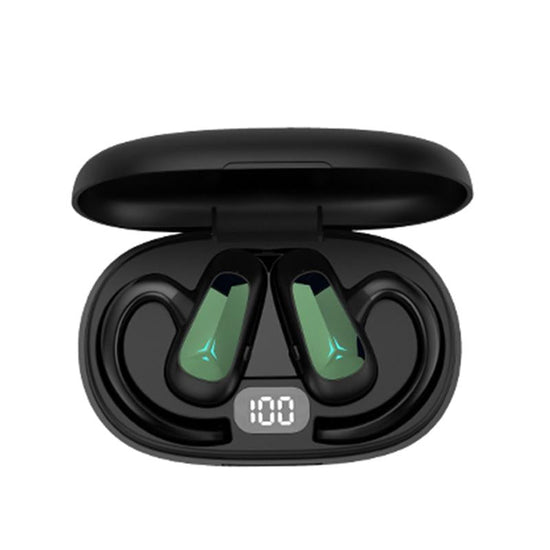Digital Display Bluetooth Earphones - Bone Conduction Stereo - Green