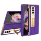 For Samsung Galaxy Z Fold4 5G Flip Case With Tempered Film - Textured Hinge - Gold