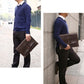 13.3 Inch Genuine Leather Laptop Bag With Power Adapter And Cable Winder - Coffee