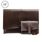 15 Laptop / Tablet Bag - Genuine Leather - Universal - Cable Winder - Business Power Adapter - Coffee
