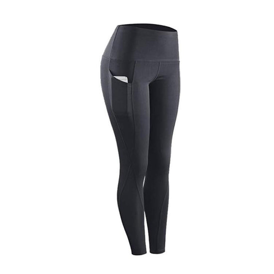High Waist Slim Sports Leggings Women Tight Sportswear Size L - Black