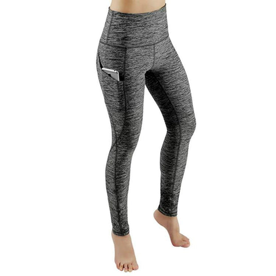 High Waist Slim Sports Leggings Women Tight Sportswear Size L - Black