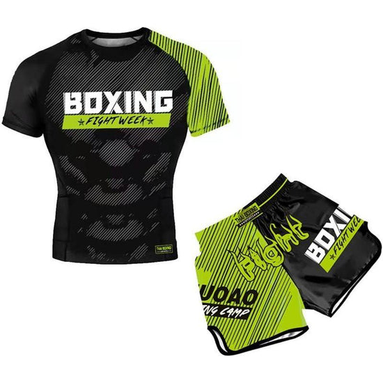 Kids Boxing Set - Sparring Shorts And Tights - Bright Green