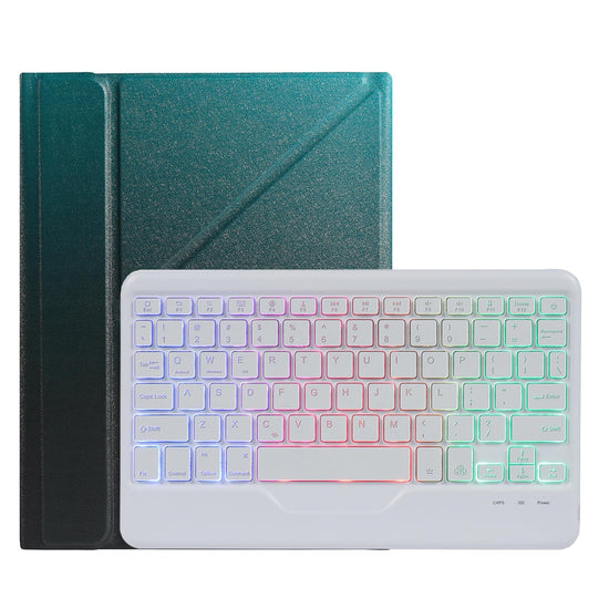 Bluetooth Keyboard Leather Case For Ipad Pro 11 With Holder & Pen Slot - Gradient Dark Green