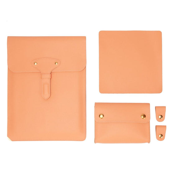 Waterproof Leather Laptop Liner Bag - 3-in-1 15 Inches - Honeydet Oranges