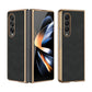 For Samsung Galaxy z Fold4 5G Foldable Lambskin Phone Case - Electroplated - Black