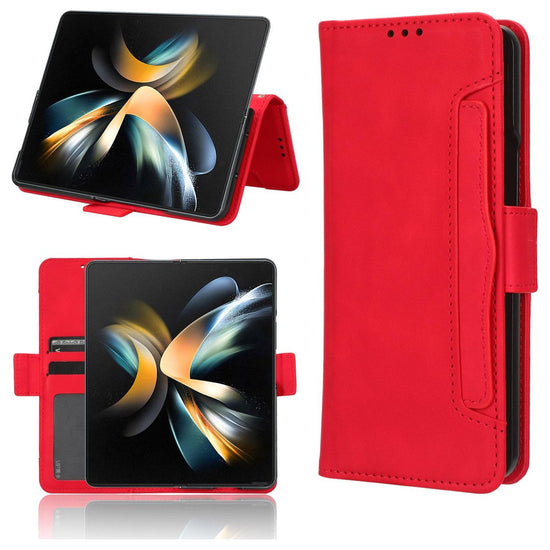 Samsung Galaxy Z Fold 4 5G Leather Phone Case With Card Slots And Calf Texture