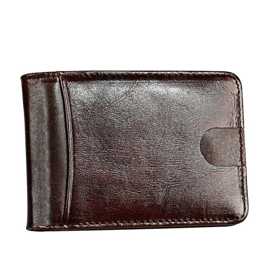 Leather Rfid Billfold Wallet - Mini Size - Coffee