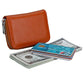 Anti-magnetic Rfid Leather Zip Wallet - Zipper Closure - Coffee