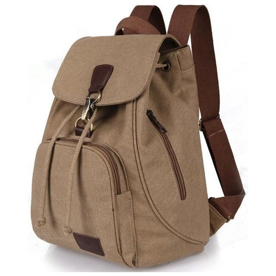 Women Canvas Laptop Backpack - Compact And Stylish - Khaki