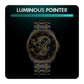 Men Golden Dragon Calendar Dial Quartz Watch with Luminous Hands - Gold Blue