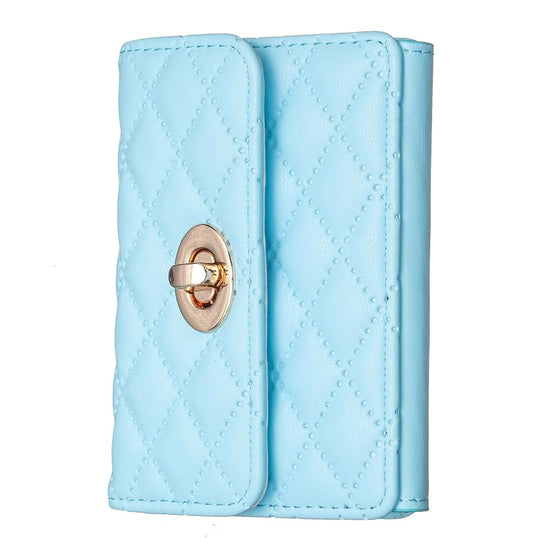 Horizontal Card Bag Mobile Phone Back Sticker With Metal Buckle - Blue