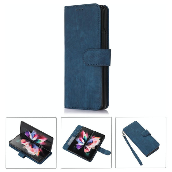 Samsung Galaxy Z Fold 4 Leather Phone Case With Pen Slot - Horizontal Flip
