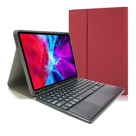 Bluetooth Keyboard Tablet Case For Ipad Pro 11 - Detachable Touch Leather Holder Pen Slot - Red