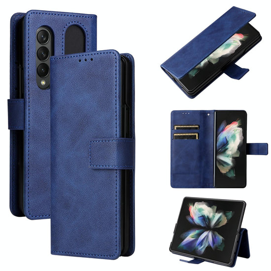 For Samsung Galaxy Z Fold4 5G Leather Flip Case With Pen Slot - Black