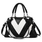 Soft Leather Geometric Handbag - Colourblock - Dark Gray