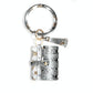 Pu Leather Wrist Ring Key Chain Coin Purse Black - White Snake