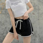 High Waist Straight Yoga Shorts Women Casual Loose Outerwear Size L - Light Grey - S