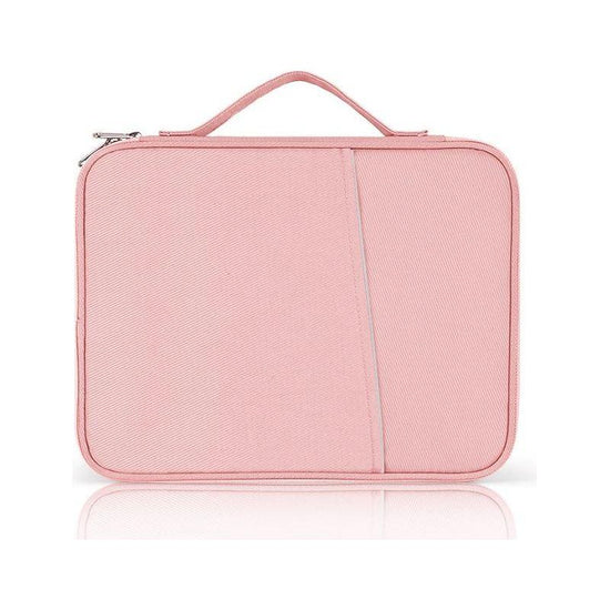 Leather Portable Bag With Cloth Texture - Pink