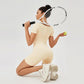 Quick Drying Women Square Neck Yoga Jumpsuit Size L - White Apricot - S