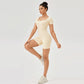 Quick Drying Women Square Neck Yoga Jumpsuit Size L - White Apricot - S
