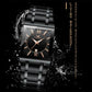 Waterproof Square Men Watch with Calendar - 50m - Black Belt Gold Shell Black Surface