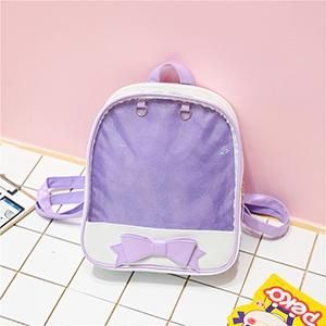 Mini Clear Kids Backpack With Bow - Perfect For School - Purple