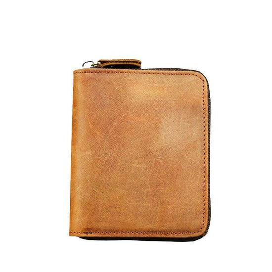 Leather Rfid Zip Wallet - Blocking Compact - Horizontal 4