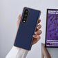 For Samsung Galaxy Z Fold4 5G Leather Phone Case - Nano Plating - Dark Blue