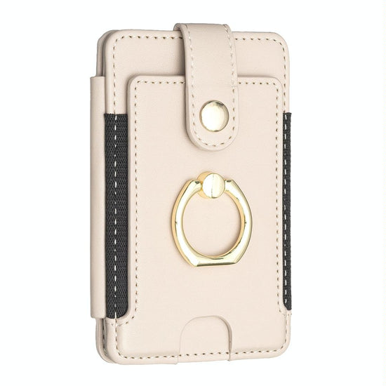 Metal Ring Card Bag Sticker For Mobile Phones - Beige