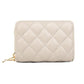 Double Layer Zipper Wallet Multi Card Slot Large Capacity Rhombus Design - Coffee