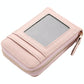 Multi Slot Short Card Holder With Zipper Coin Purse Pu Leather - Pink