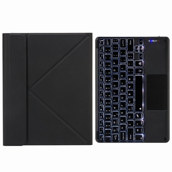 Bluetooth Keyboard Leather Case For Ipad 10.2 / Pro 10.5 - Touch Backlight Three-Fold Holder - Black