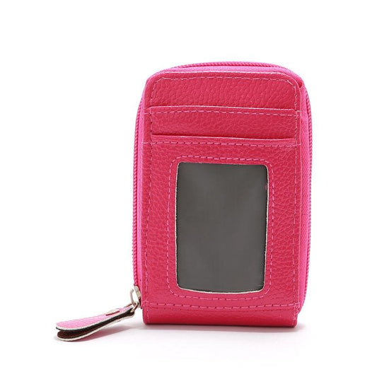 Woven Mini Coin Purse For Ladies Student Id & Card Holder - Rose Red