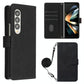 For Samsung Galaxy z Fold4 5G Embossed Leather Flip Crossbody Phone Case - 3d Design - Black