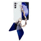 For Samsung Galaxy Z Fold4 5G Leather Phone Case With Metallic Paint And Scarf Bracelet - Green