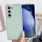 For Samsung Galaxy Z Fold4 5G Shiny Leather Phone Case With Metallic Finish - Green
