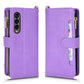 For Samsung Galaxy z Fold4 5G Zipper Leather Phone Case with Litchi Texture - Purple
