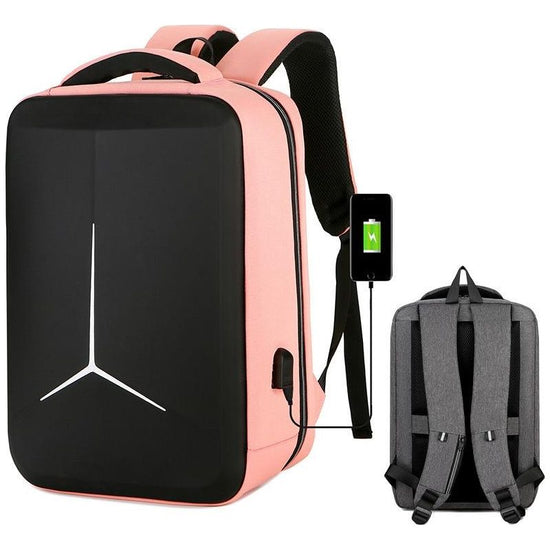 Waterproof Business Laptop Backpack With Usb Port - Multifunctional - Pink - 17 Inch