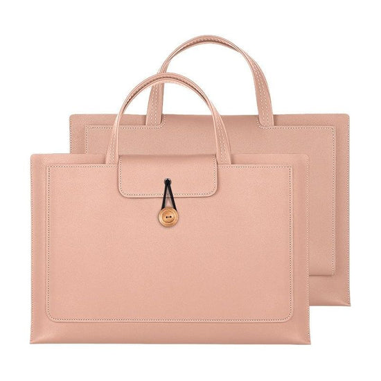 Waterproof Elastic Button Laptop Handbag - Pu Material - Rose Pink - 15.4/16 Inch