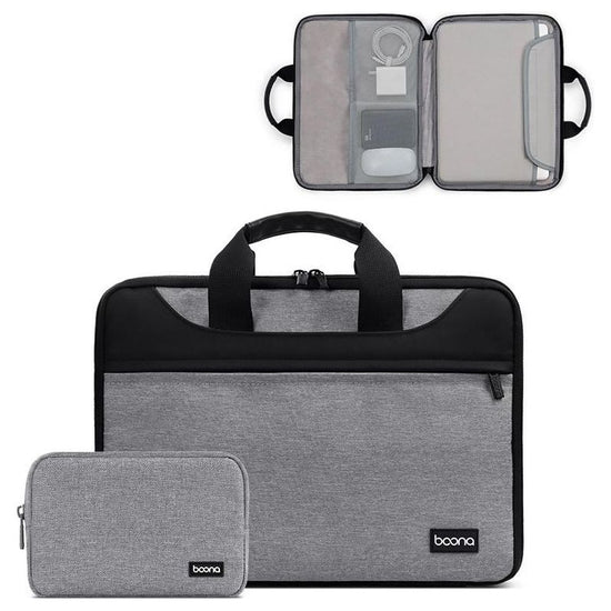 Waterproof Oxford Cloth Laptop Bag - 14 / 15 / 15.6 Inches Full Open - Gray + Power Bag