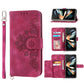 Floral Leather Phone Wallet for Samsung Galaxy z Fold 4 - Embossed - Wine Red