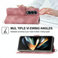 Floral Leather Phone Wallet for Samsung Galaxy z Fold 4 - Embossed - Wine Red