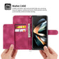 Floral Leather Phone Wallet for Samsung Galaxy z Fold 4 - Embossed - Wine Red