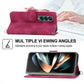 Floral Leather Phone Wallet for Samsung Galaxy z Fold 4 - Embossed - Wine Red