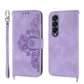 Floral Leather Phone Wallet for Samsung Galaxy z Fold 4 - Embossed - Wine Red