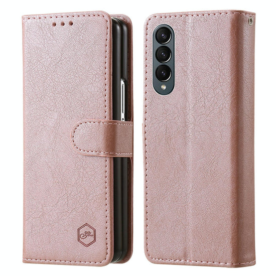 For Samsung Galaxy Z Fold4 5G Leather Texture Phone Case - Pu Tpu - Champagne