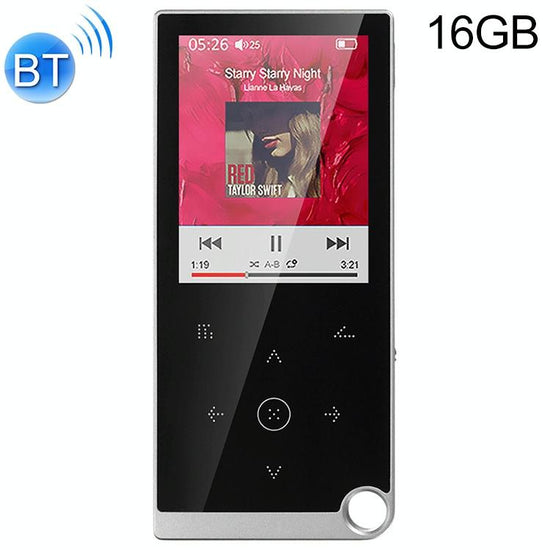 2.4 Inch Touch Mp4 / Mp3 Player 16Gb Memory Bluetooth E Book Alarm Timer - Silver Grey