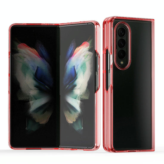For Samsung Galaxy Z Fold4 5G Clear Acrylic Tpu Phone Case - Red