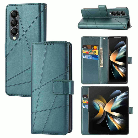 For Samsung Galaxy Z Fold4 5G Embossed Pu Leather Phone Case - Green